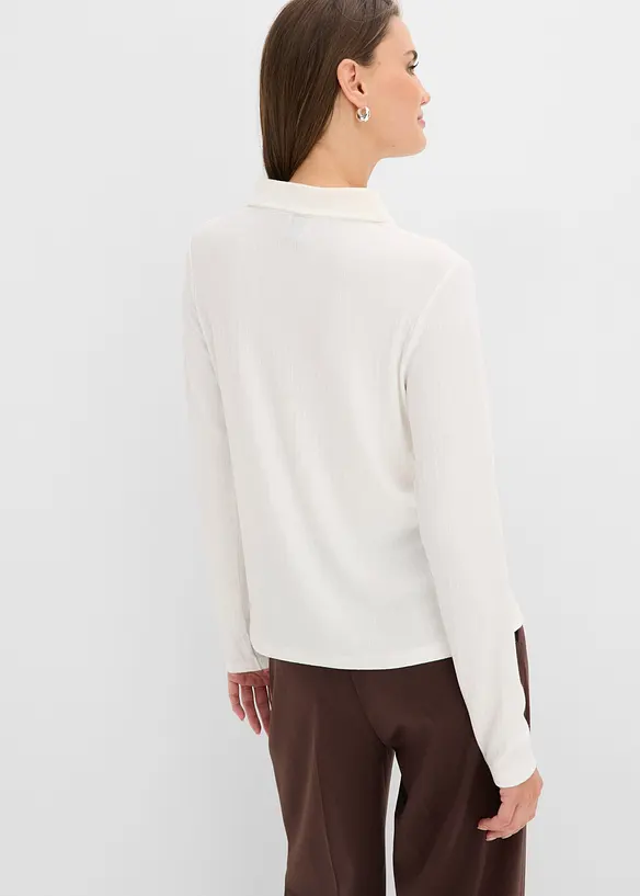 Poloshirt aus softem Viskose-Mix in weiß von hinten (im Anschnitt) - bonprix Poloshirt aus softem Viskose-Mix in weiß von hinten (im Anschnitt) - bonprix