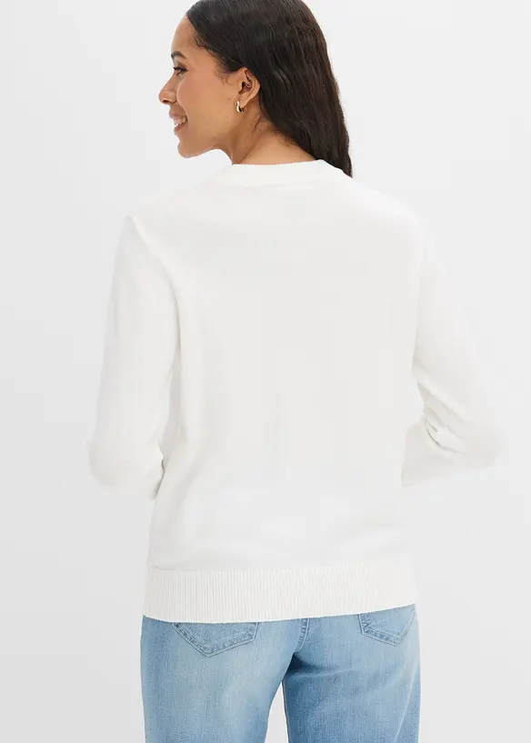 Feinstrickpullover aus Viskose-Mix in weiß von hinten (im Anschnitt) - bonprix