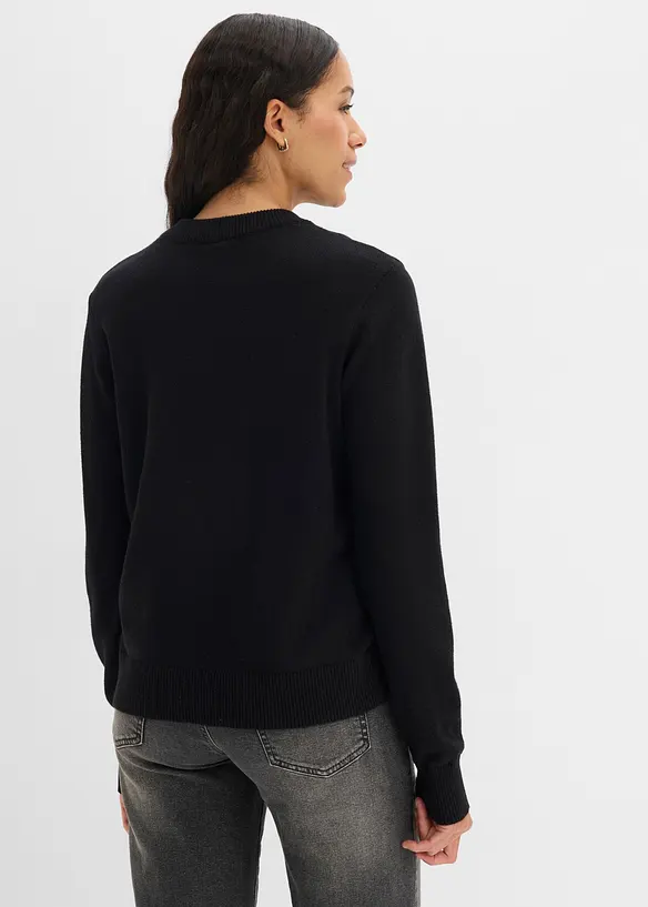 Feinstrickpullover aus Viskose-Mix in schwarz von hinten (im Anschnitt) - bonprix