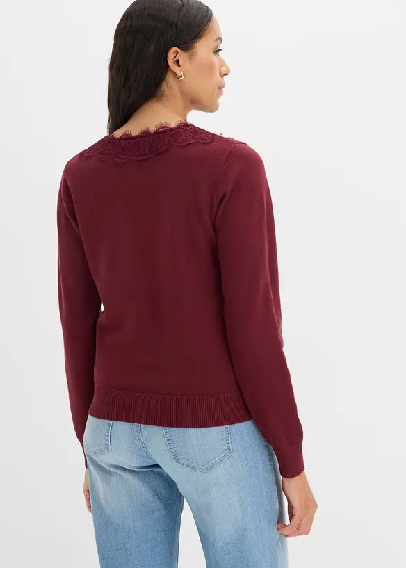 Strickjacke aus softem Viskose-Mix in rot von hinten (im Anschnitt) - bonprix Strickjacke aus softem Viskose-Mix in rot von hinten (im Anschnitt) - bonprix