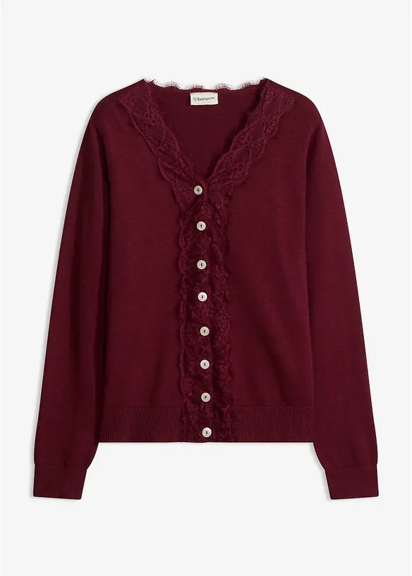 Strickjacke aus softem Viskose-Mix in rot von vorne - bonprix Strickjacke aus softem Viskose-Mix in rot von vorne - bonprix