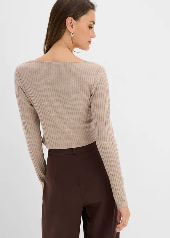 Rippshirt in beige von hinten (im Anschnitt) - bonprix