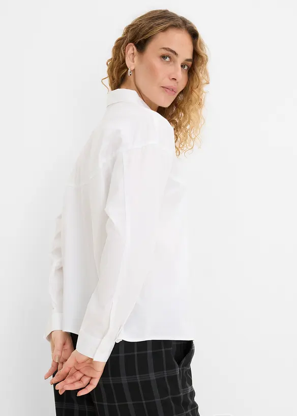 Hemdbluse aus Baumwoll-Mix in weiß von hinten (im Anschnitt) - bonprix Hemdbluse aus Baumwoll-Mix in weiß von hinten (im Anschnitt) - bonprix
