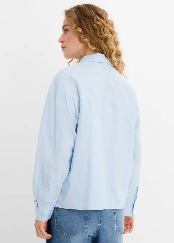 Hemdbluse aus Baumwoll-Mix in blau von hinten (im Anschnitt) - bonprix Hemdbluse aus Baumwoll-Mix in blau von hinten (im Anschnitt) - bonprix