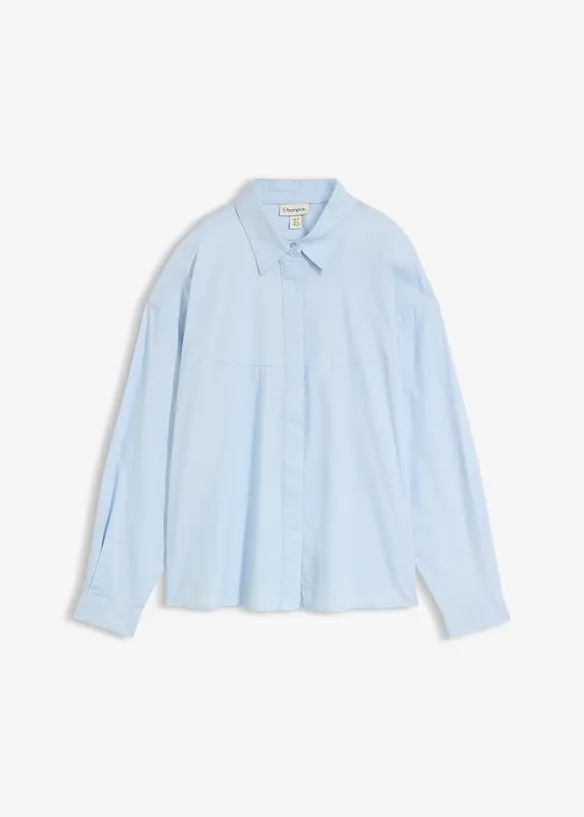 Hemdbluse aus Baumwoll-Mix in blau von vorne - bonprix Hemdbluse aus Baumwoll-Mix in blau von vorne - bonprix