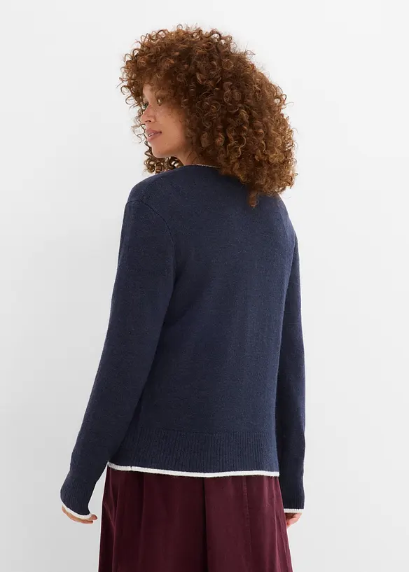 Strickjacke in blau von hinten (im Anschnitt) - bonprix