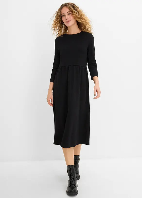 Shirtkleid aus reiner Bio-Baumwolle in schwarz von vorne (Totalaufnahme) - bonprix Shirtkleid aus reiner Bio-Baumwolle in schwarz von vorne (Totalaufnahme) - bonprix