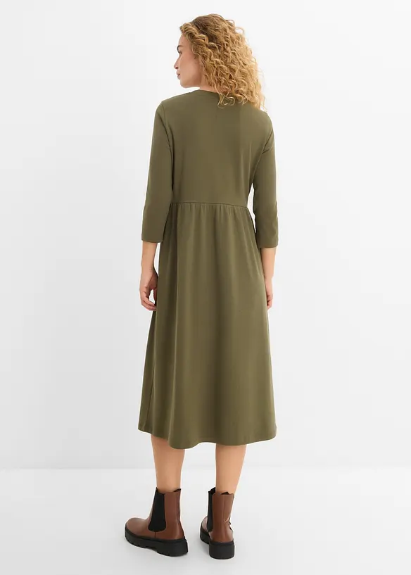 Shirtkleid aus reiner Bio-Baumwolle in grün von hinten (Totalaufnahme) - bonprix Shirtkleid aus reiner Bio-Baumwolle in grün von hinten (Totalaufnahme) - bonprix