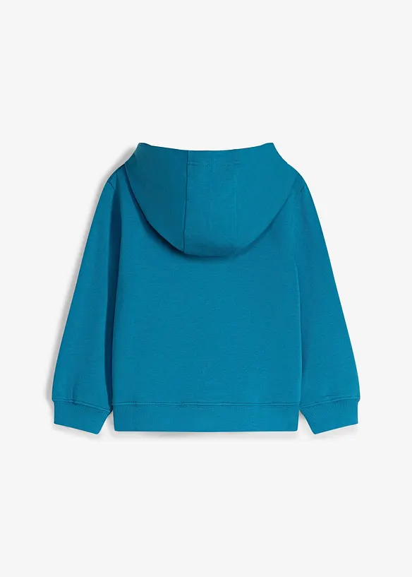 Kapuzen-Sweatjacke aus weicher Bio Baumwolle in blau von hinten - bonprix