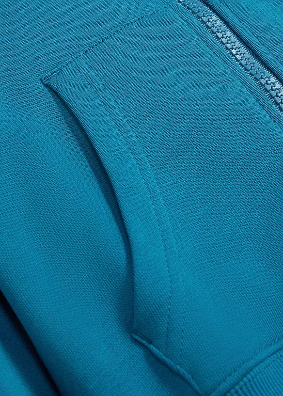 Kapuzen-Sweatjacke aus weicher Bio Baumwolle in blau - bonprix