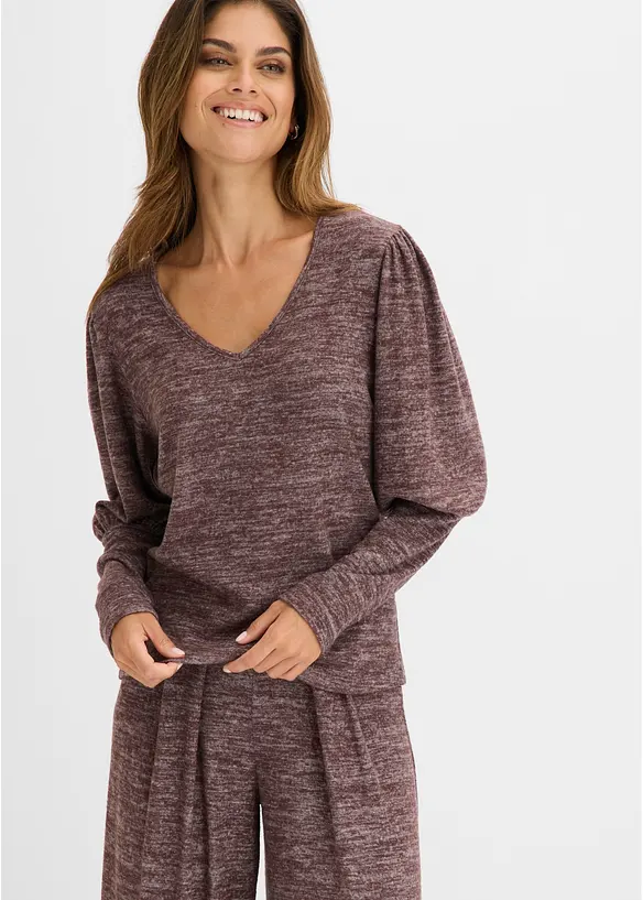 Langarmshirt aus weicher Viskose in braun von vorne (im Anschnitt) - bonprix Langarmshirt aus weicher Viskose in braun von vorne (im Anschnitt) - bonprix