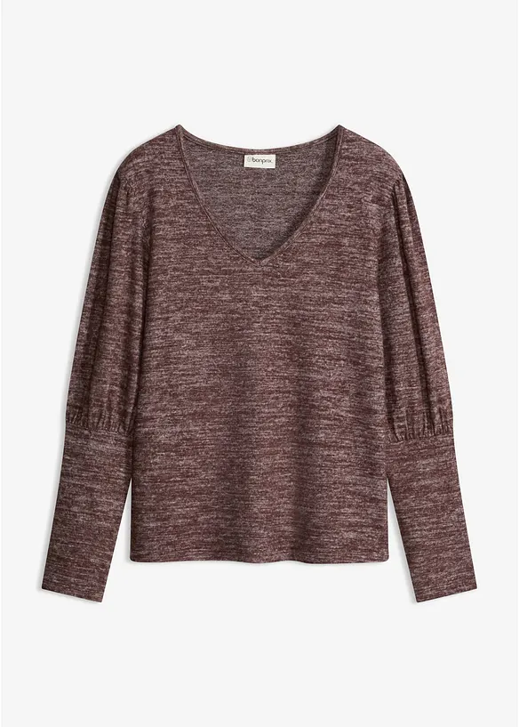 Langarmshirt aus weicher Viskose in braun von vorne - bonprix Langarmshirt aus weicher Viskose in braun von vorne - bonprix