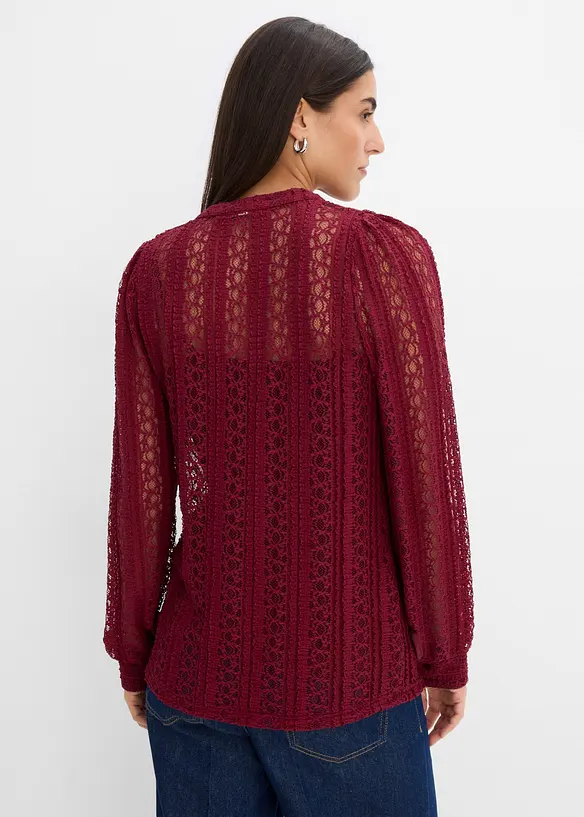 Jerseybluse mit Top (2-tlg. Set) in rot von hinten (im Anschnitt) - bonprix