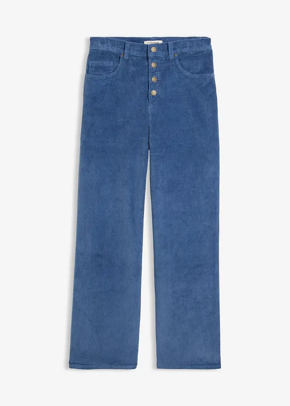 High-Waist-Cordhose aus Baumwoll-Mix in blau von vorne - bonprix High-Waist-Cordhose aus Baumwoll-Mix in blau von vorne - bonprix
