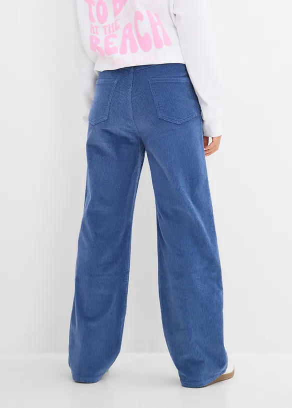 High-Waist-Cordhose aus Baumwoll-Mix in blau von hinten - bonprix High-Waist-Cordhose aus Baumwoll-Mix in blau von hinten - bonprix