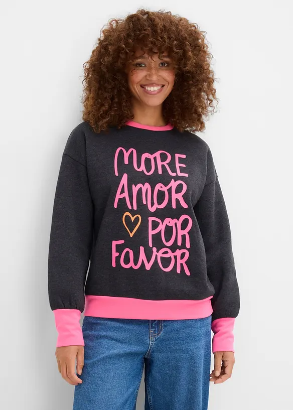 Sweatshirt aus Baumwoll-Mix in grau von vorne (im Anschnitt) - bonprix Sweatshirt aus Baumwoll-Mix in grau von vorne (im Anschnitt) - bonprix