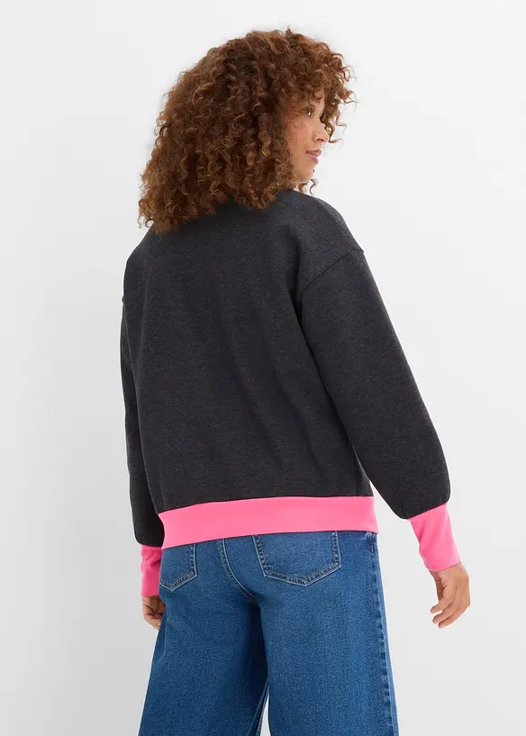 Sweatshirt aus Baumwoll-Mix in grau von hinten (im Anschnitt) - bonprix Sweatshirt aus Baumwoll-Mix in grau von hinten (im Anschnitt) - bonprix
