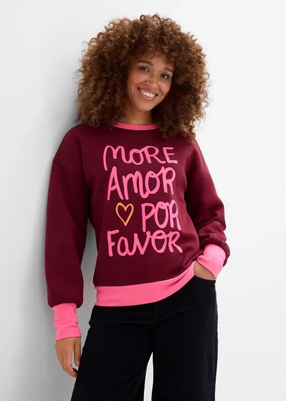 Sweatshirt aus Baumwoll-Mix in rot von vorne (im Anschnitt) - bonprix Sweatshirt aus Baumwoll-Mix in rot von vorne (im Anschnitt) - bonprix