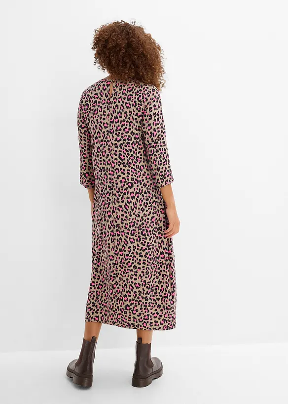 Midikleid aus fließender Viskose in braun von hinten (Totalaufnahme) - bonprix
