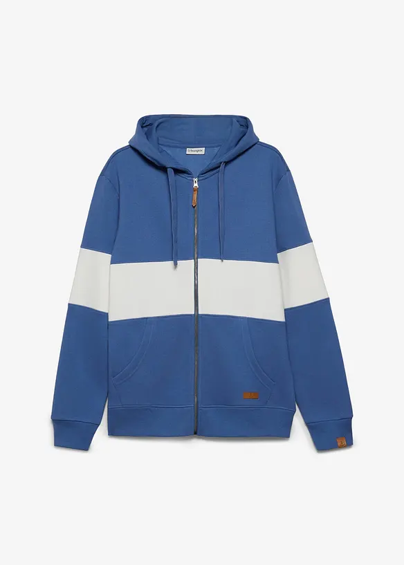 Kapuzen-Sweatjacke in Regular Fit in blau von vorne - bonprix
