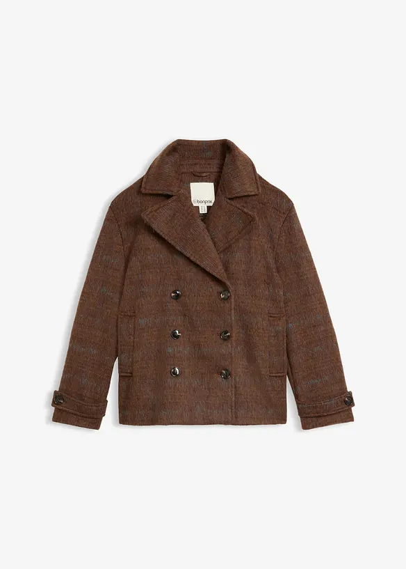 Karierte Cabanjacke in braun von vorne - bonprix