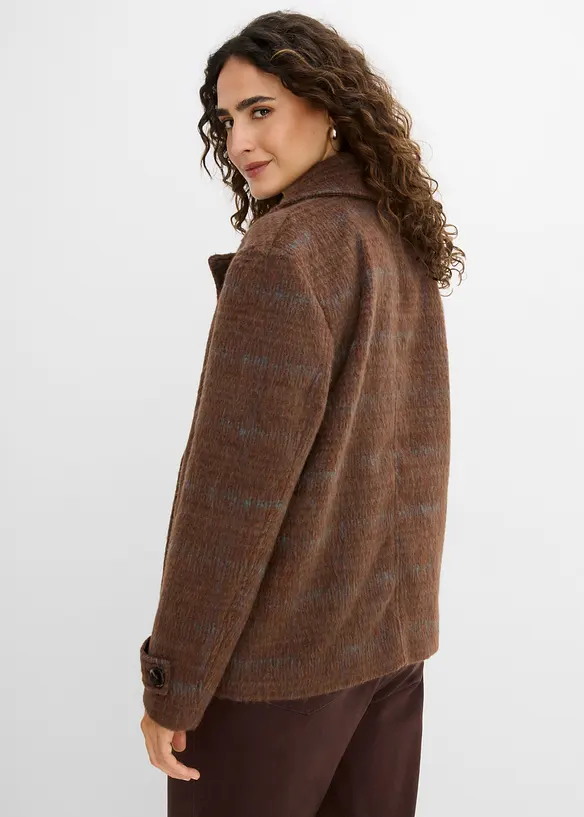 Karierte Cabanjacke in braun von hinten (im Anschnitt) - bonprix