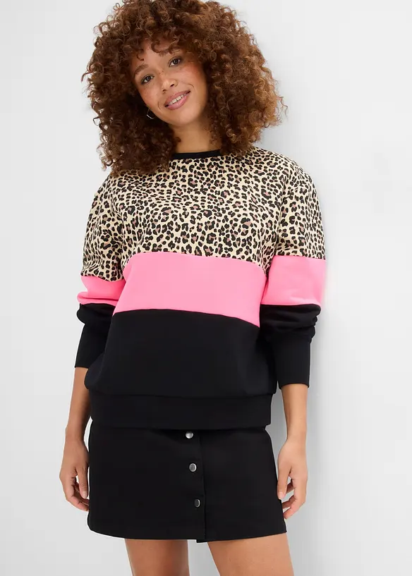 Sweatshirt aus Baumwoll-Mix in schwarz von vorne (im Anschnitt) - bonprix Sweatshirt aus Baumwoll-Mix in schwarz von vorne (im Anschnitt) - bonprix