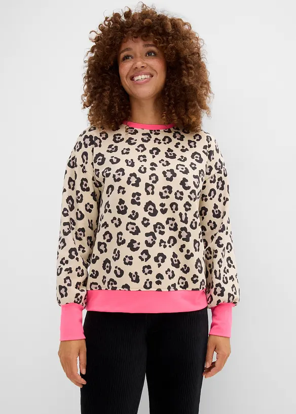 Sweatshirt aus Baumwoll-Mix in beige von vorne (im Anschnitt) - bonprix Sweatshirt aus Baumwoll-Mix in beige von vorne (im Anschnitt) - bonprix