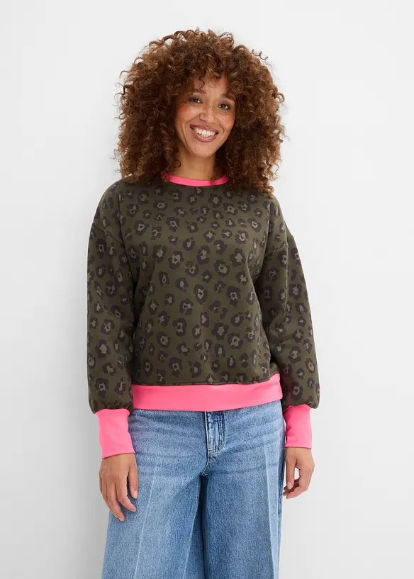 Sweatshirt aus Baumwoll-Mix in grün von vorne (im Anschnitt) - bonprix Sweatshirt aus Baumwoll-Mix in grün von vorne (im Anschnitt) - bonprix