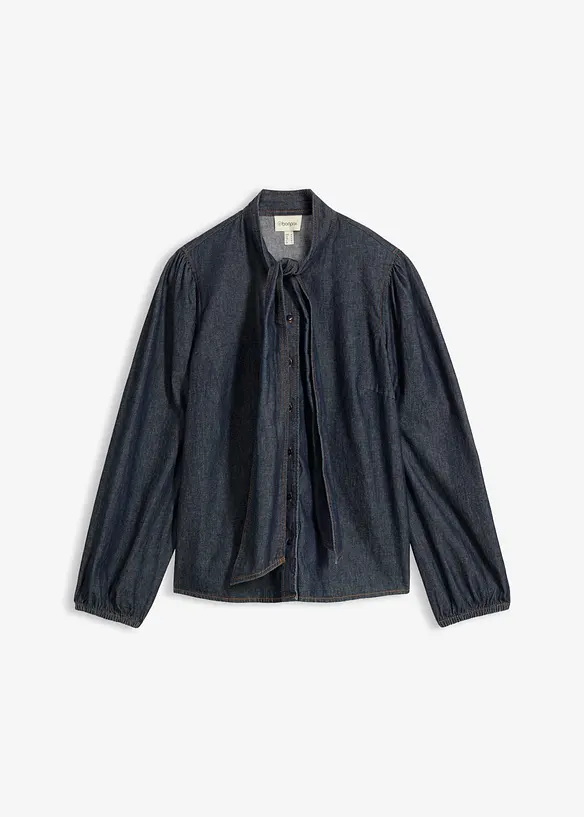 Jeansbluse aus Bio-Baumwolle in blau von vorne - bonprix