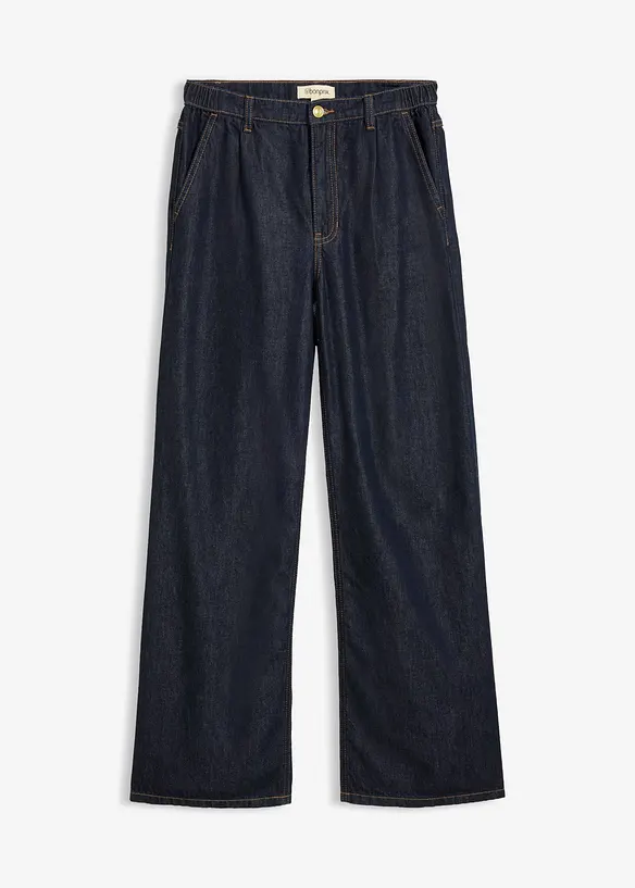 Wide-Leg-Jeans High Waist in blau von vorne - bonprix
