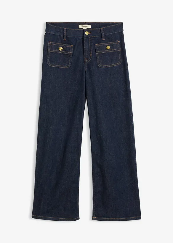 Wide-Leg-Jeans in blau von vorne - bonprix