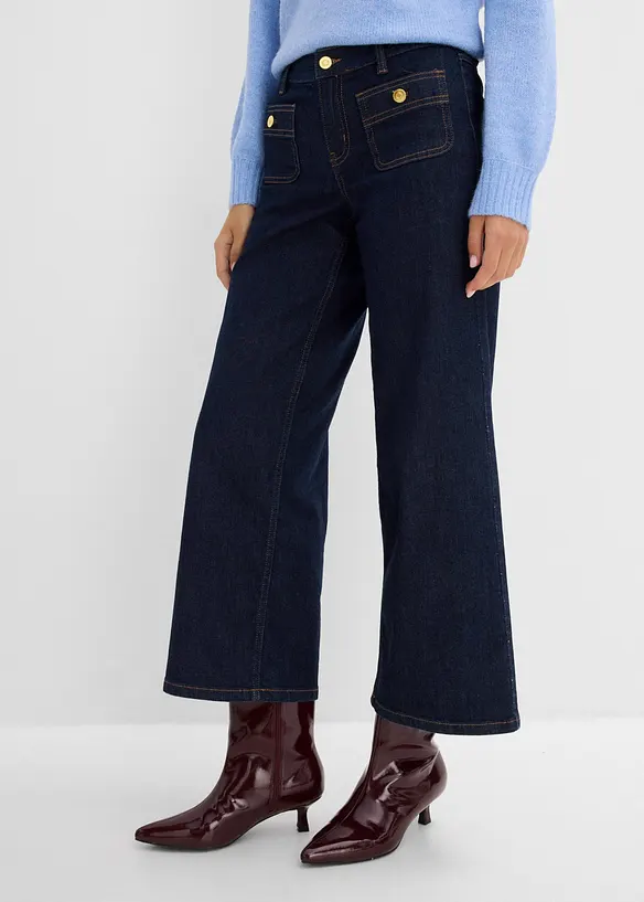 Wide-Leg-Jeans in blau von vorne - bonprix