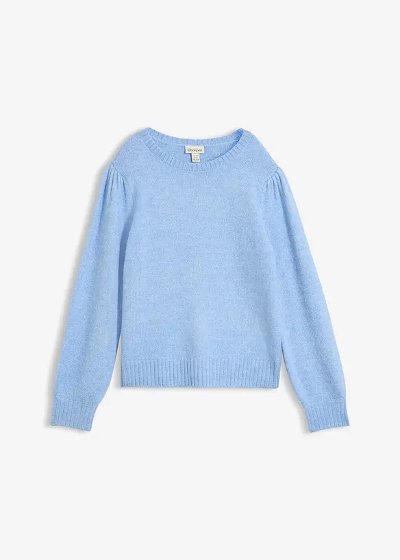 Pullover mit Puffärmel in blau von vorne - bonprix