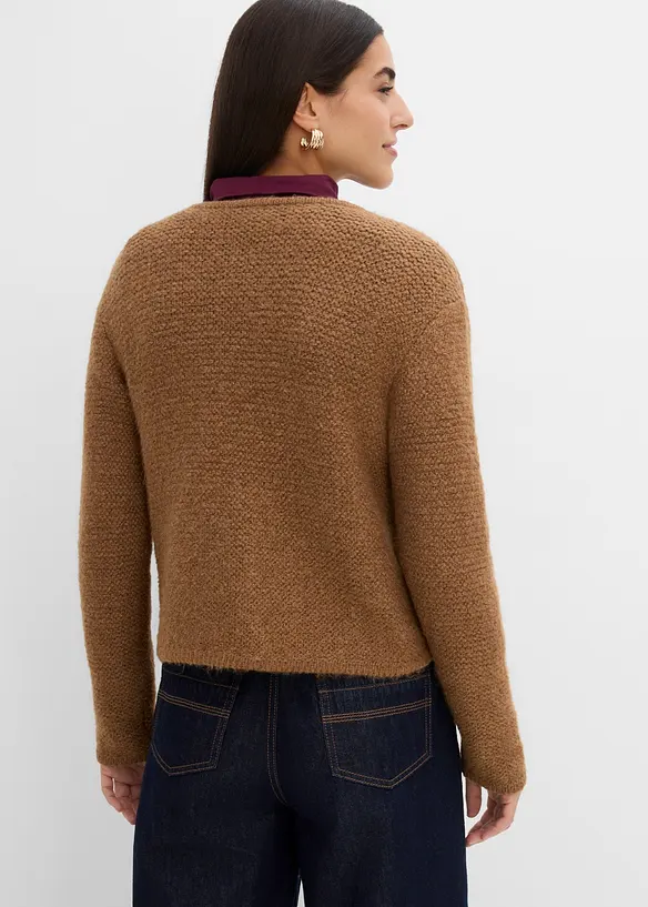 Weit geschnittene Strickjacke in braun von hinten (im Anschnitt) - bonprix Weit geschnittene Strickjacke in braun von hinten (im Anschnitt) - bonprix