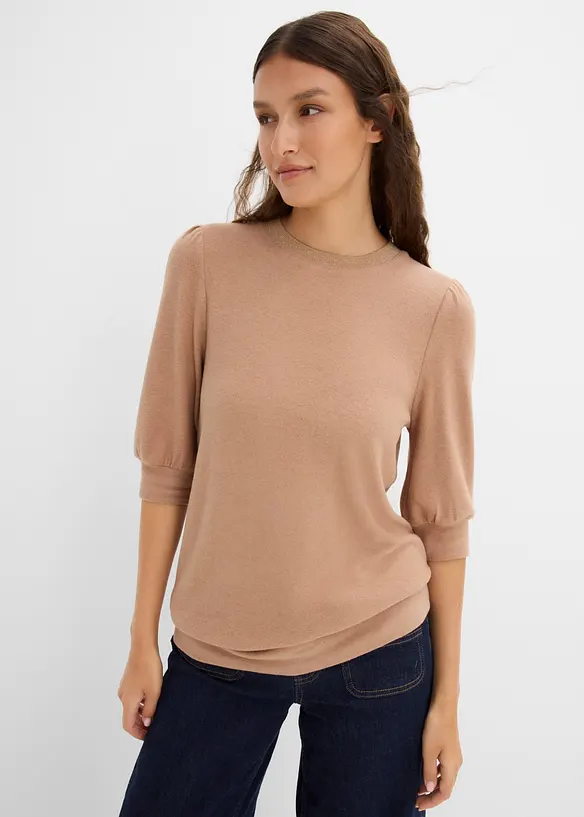 Shirt aus softem Viskose-Mix in braun von vorne (im Anschnitt) - bonprix Shirt aus softem Viskose-Mix in braun von vorne (im Anschnitt) - bonprix
