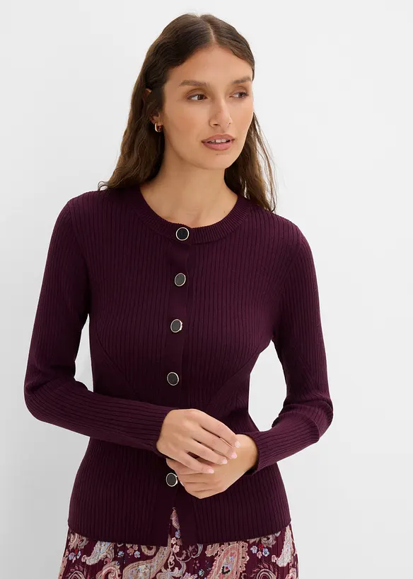 Feinstrickjacke aus Viskose-Mix in rot von vorne (im Anschnitt) - bonprix
