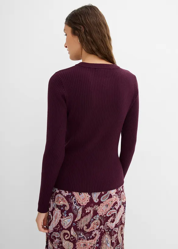 Feinstrickjacke aus Viskose-Mix in rot von hinten (im Anschnitt) - bonprix