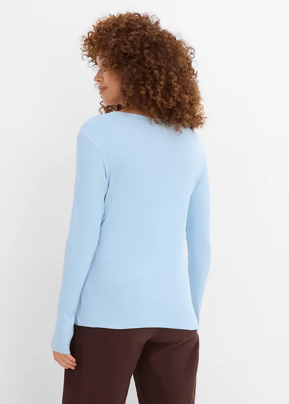 Rippshirt aus reiner Bio-Baumwolle (5er Pack) in weiß von hinten (im Anschnitt) - bonprix