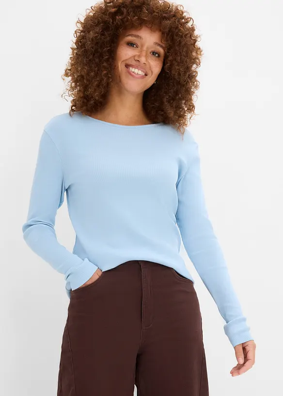 Rippshirt aus reiner Bio-Baumwolle (5er Pack) in weiß von vorne (im Anschnitt) - bonprix