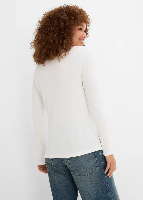 Ripp-Henleyshirt aus reiner Bio-Baumwolle (3er Pack) in blau von hinten (im Anschnitt) - bonprix