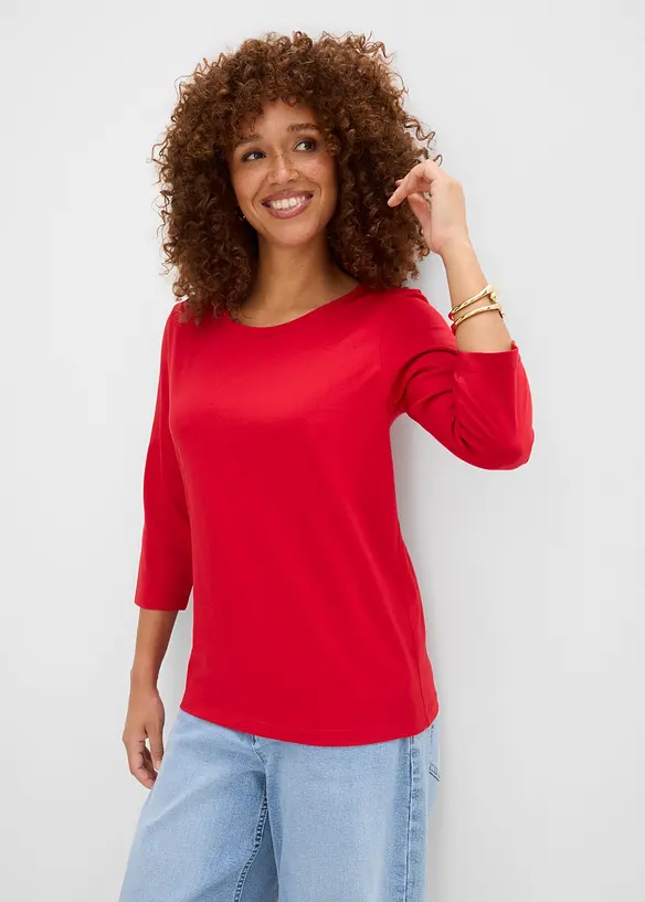 Shirt 3/4-Arm (4er Pack) in blau von vorne (im Anschnitt) - bonprix
