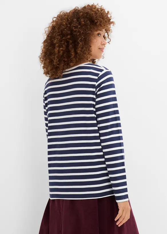 Langarmshirt (6er Pack) in blau von hinten (im Anschnitt) - bonprix