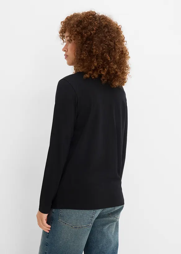 Langarmshirt (6er Pack) in schwarz von hinten (im Anschnitt) - bonprix