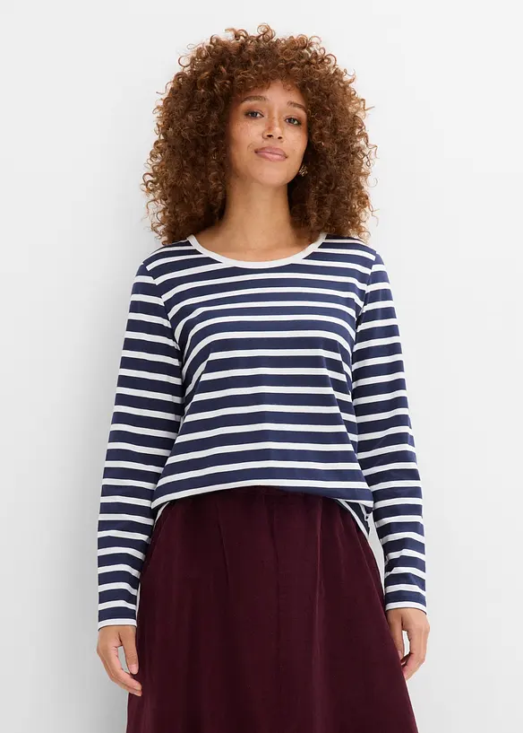 Langarmshirt (6er Pack) in blau von vorne (im Anschnitt) - bonprix