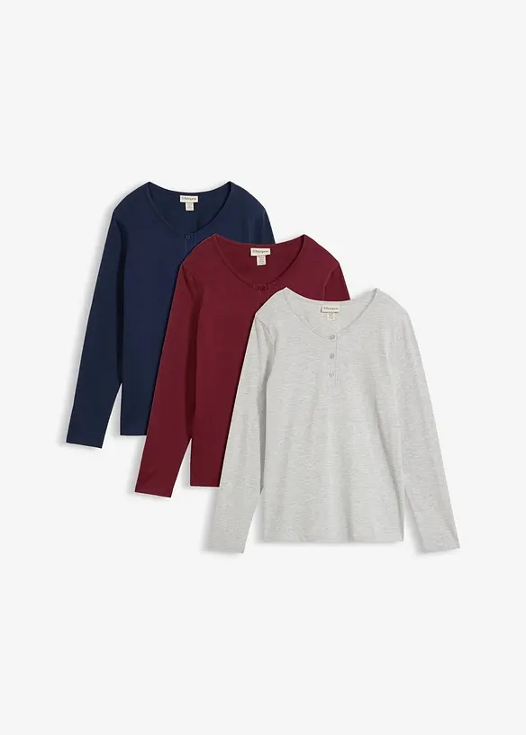 Langarmshirt (3er Pack) in rot von vorne - bonprix Langarmshirt (3er Pack) in rot von vorne - bonprix