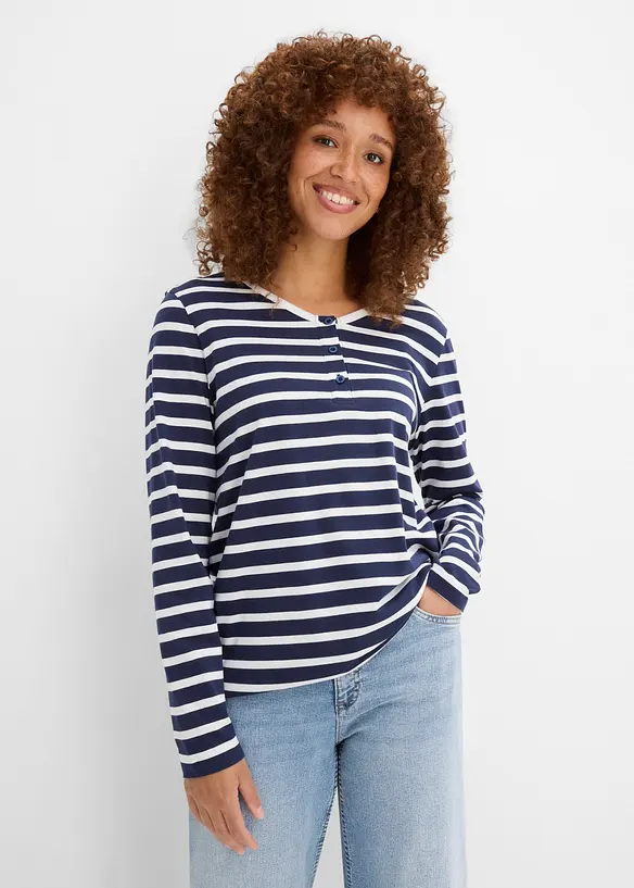 Langarmshirt (3er Pack) in blau von vorne (im Anschnitt) - bonprix Langarmshirt (3er Pack) in blau von vorne (im Anschnitt) - bonprix