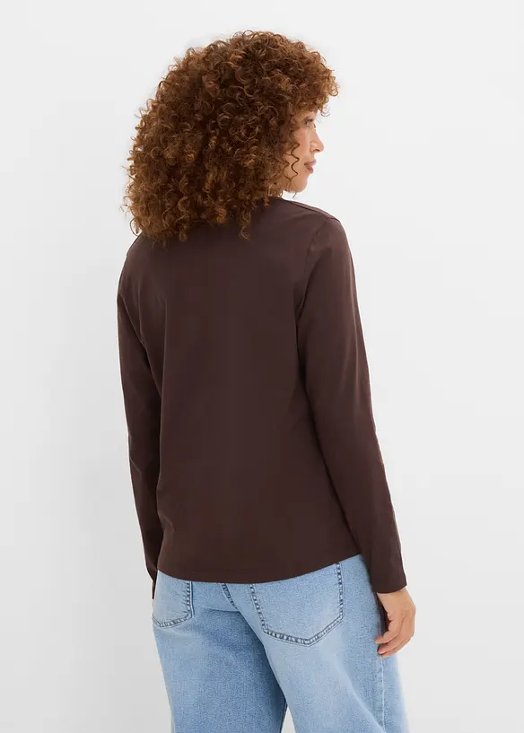 Langarmshirt aus reiner Bio-Baumwolle (3er Pack) in weiß von hinten (im Anschnitt) - bonprix