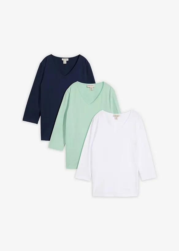 Shirt (3er Pack) in grün von vorne - bonprix Shirt (3er Pack) in grün von vorne - bonprix