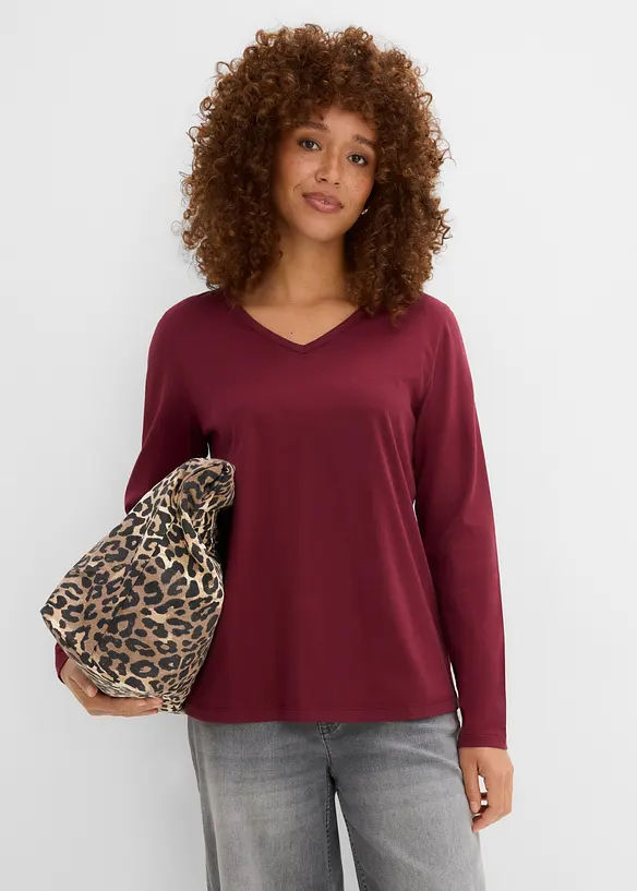 Langarmshirt (5er Pack) in schwarz von vorne (im Anschnitt) - bonprix